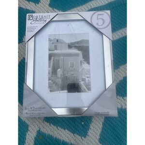Malden Portrait Gallery Silver Brushed 8x10 Wall Picture Frame Matted to 5x7